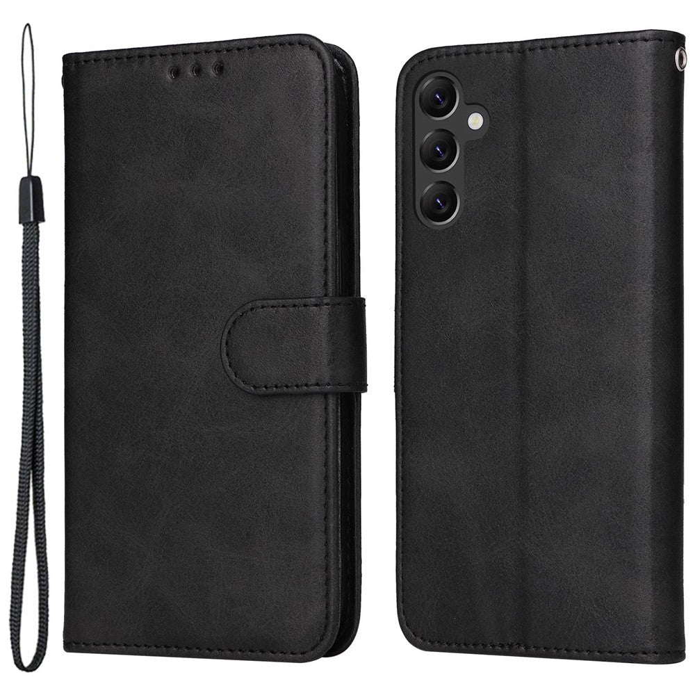 Samsung Galaxy A14 5G / A14 4G mobilcover i PU-læder med kalveskindstekstur, magnetisk lukning, pung-etui med håndledsrem