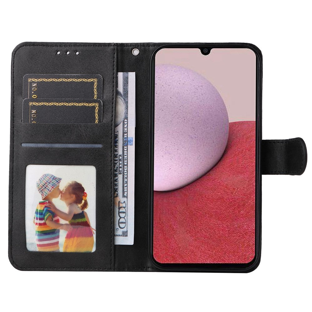 Samsung Galaxy A14 5G / A14 4G mobilcover i PU-læder med kalveskindstekstur, magnetisk lukning, pung-etui med håndledsrem