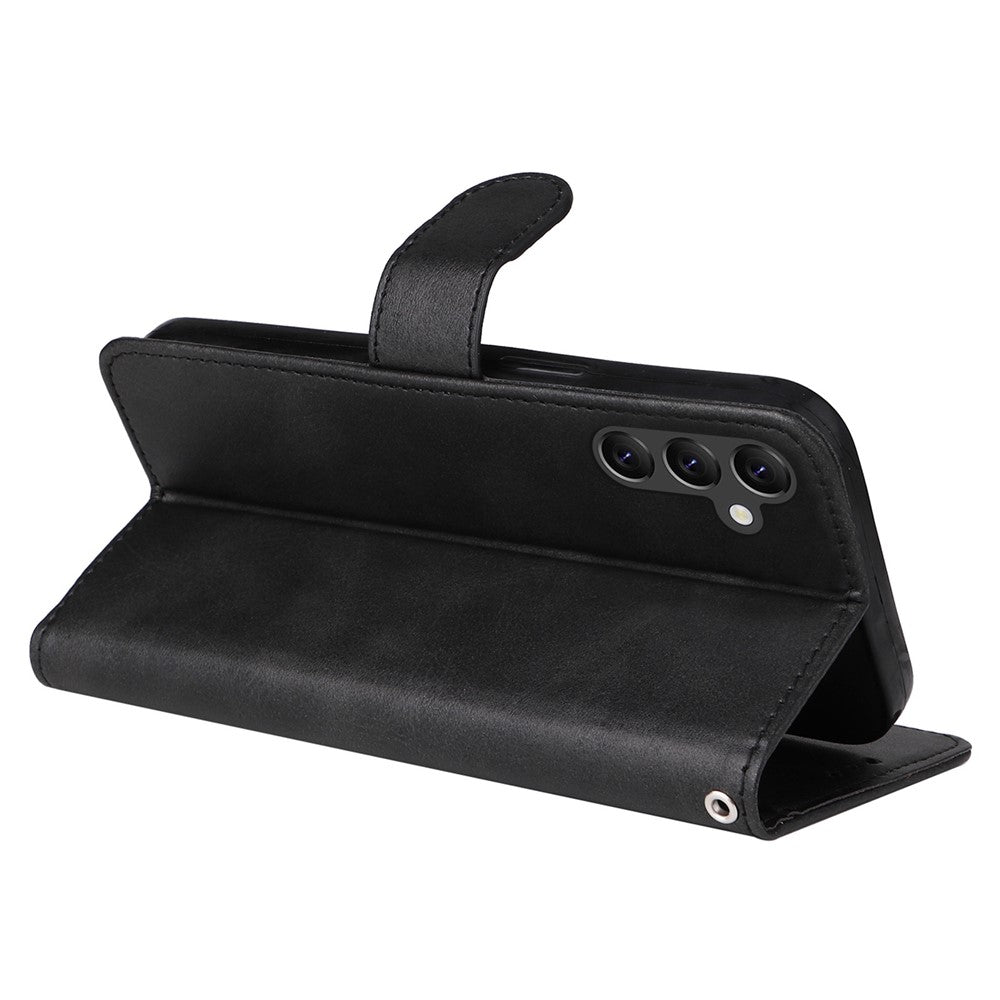 Samsung Galaxy A14 5G / A14 4G mobilcover i PU-læder med kalveskindstekstur, magnetisk lukning, pung-etui med håndledsrem