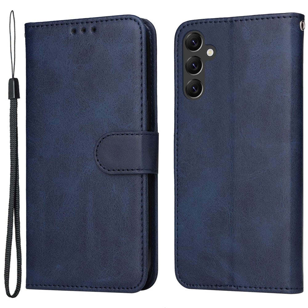 Samsung Galaxy A14 5G / A14 4G mobilcover i PU-læder med kalveskindstekstur, magnetisk lukning, pung-etui med håndledsrem