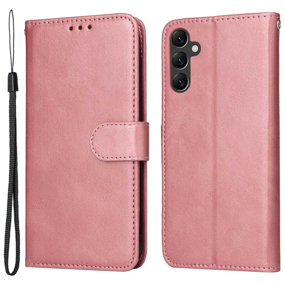 Samsung Galaxy A14 5G / A14 4G mobilcover i PU-læder med kalveskindstekstur, magnetisk lukning, pung-etui med håndledsrem
