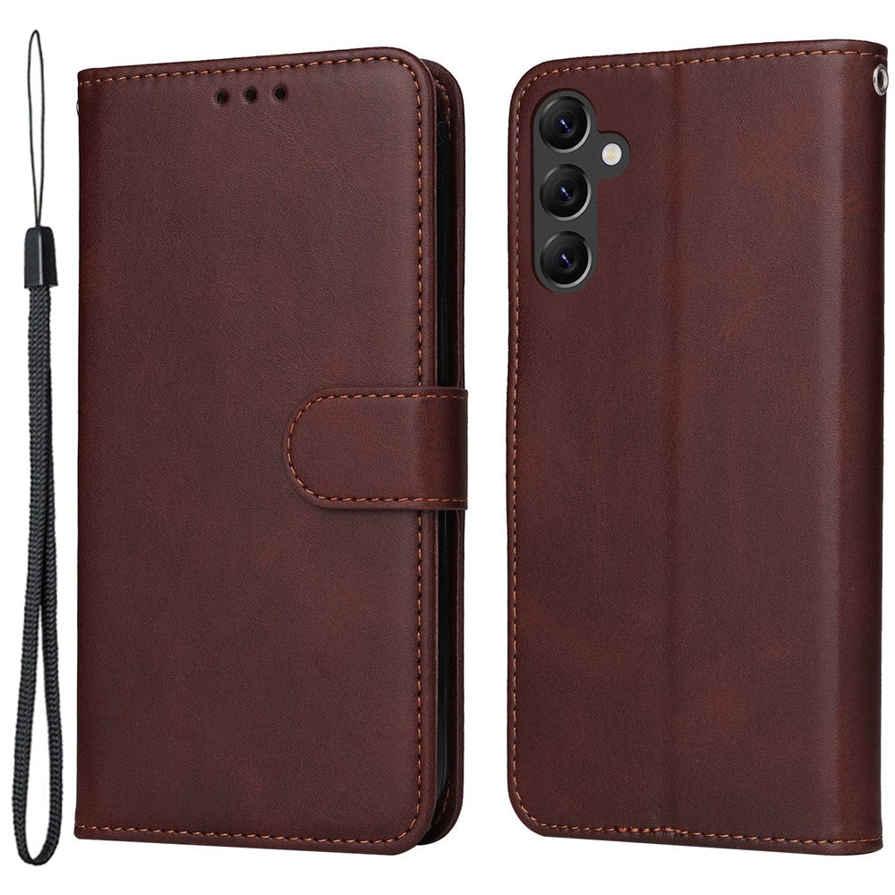 Samsung Galaxy A14 5G / A14 4G mobilcover i PU-læder med kalveskindstekstur, magnetisk lukning, pung-etui med håndledsrem