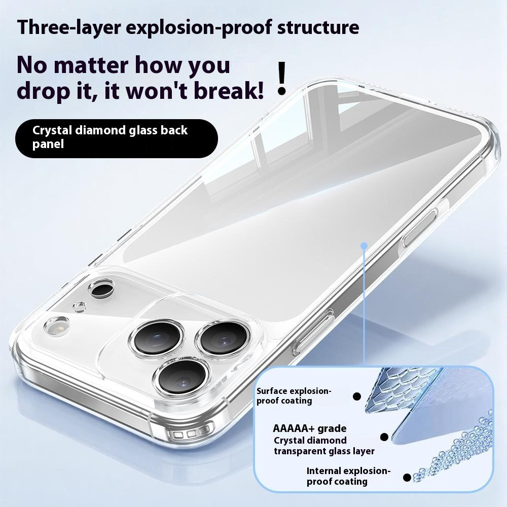 Til iPhone 17 Pro cover, luftpude, TPU + glasbagside, stødsikkert telefoncover