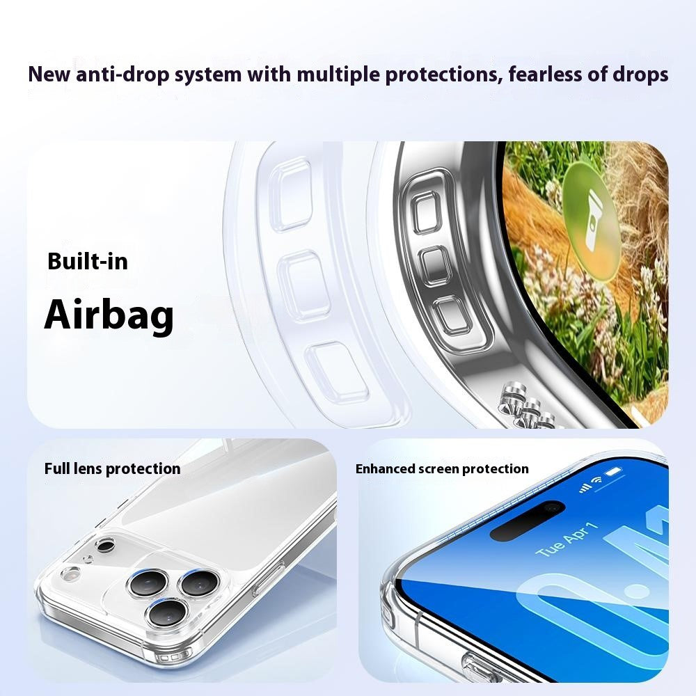 Til iPhone 17 Pro cover, luftpude, TPU + glasbagside, stødsikkert telefoncover