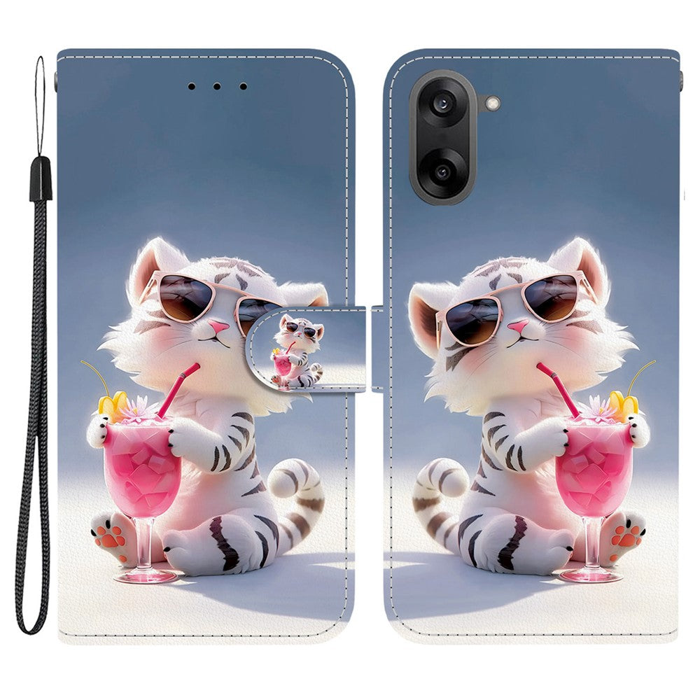 OnePlus Nord CE5 5G / Ace 5 Racing 5G-cover med mønsterprint i læder, flipdesign, tegnebogsfunktion og snor