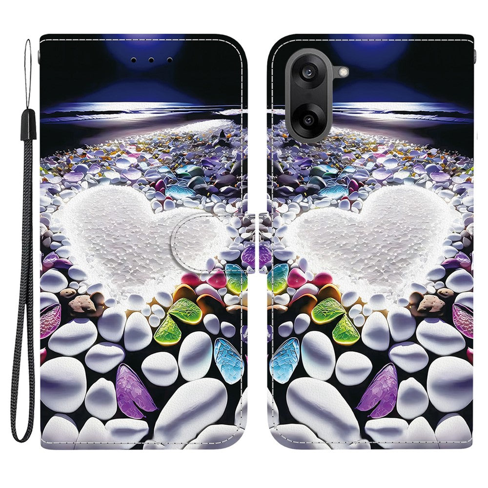 OnePlus Nord CE5 5G / Ace 5 Racing 5G-cover med mønsterprint i læder, flipdesign, tegnebogsfunktion og snor