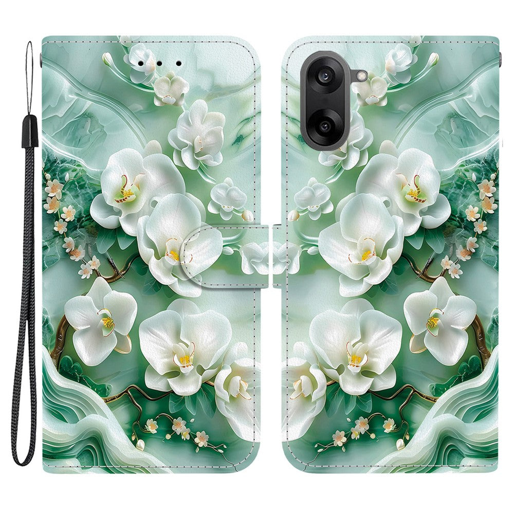 OnePlus Nord CE5 5G / Ace 5 Racing 5G-cover med mønsterprint i læder, flipdesign, tegnebogsfunktion og snor