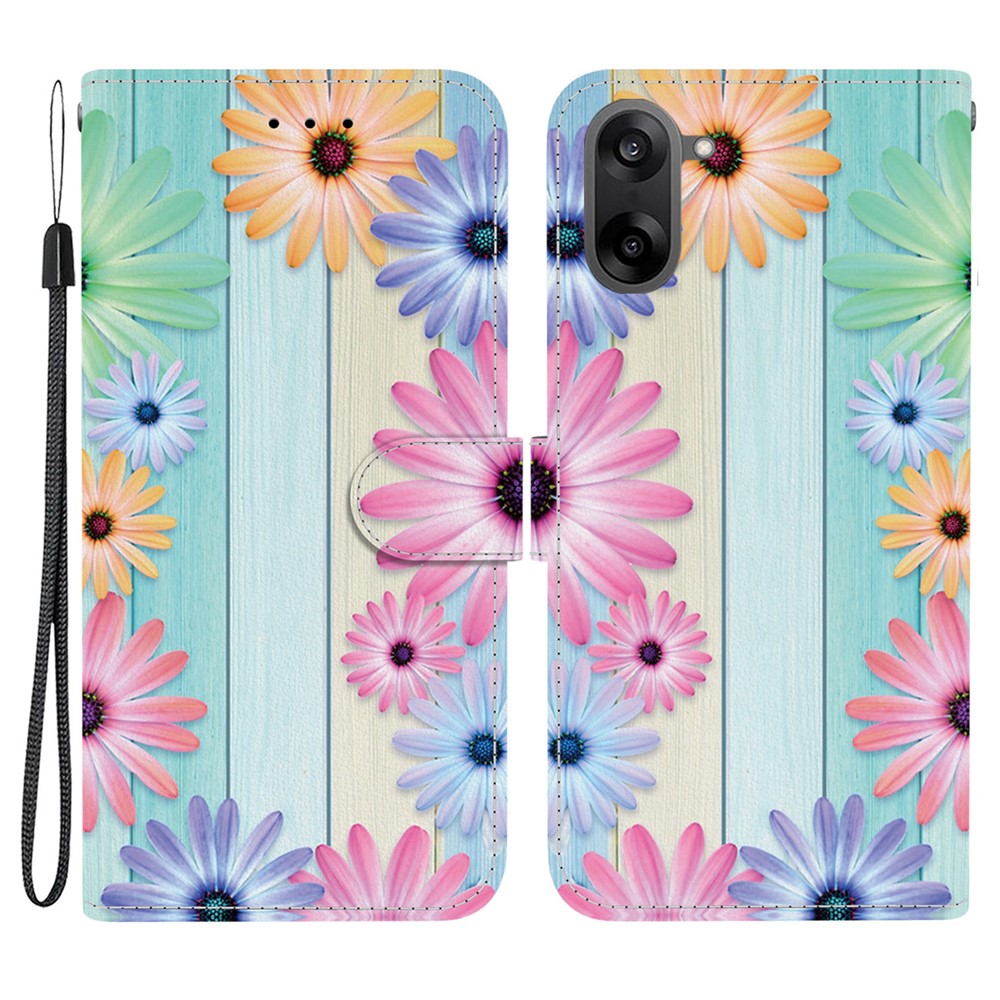 OnePlus Nord CE5 5G / Ace 5 Racing 5G-cover med mønsterprint i læder, flipdesign, tegnebogsfunktion og snor