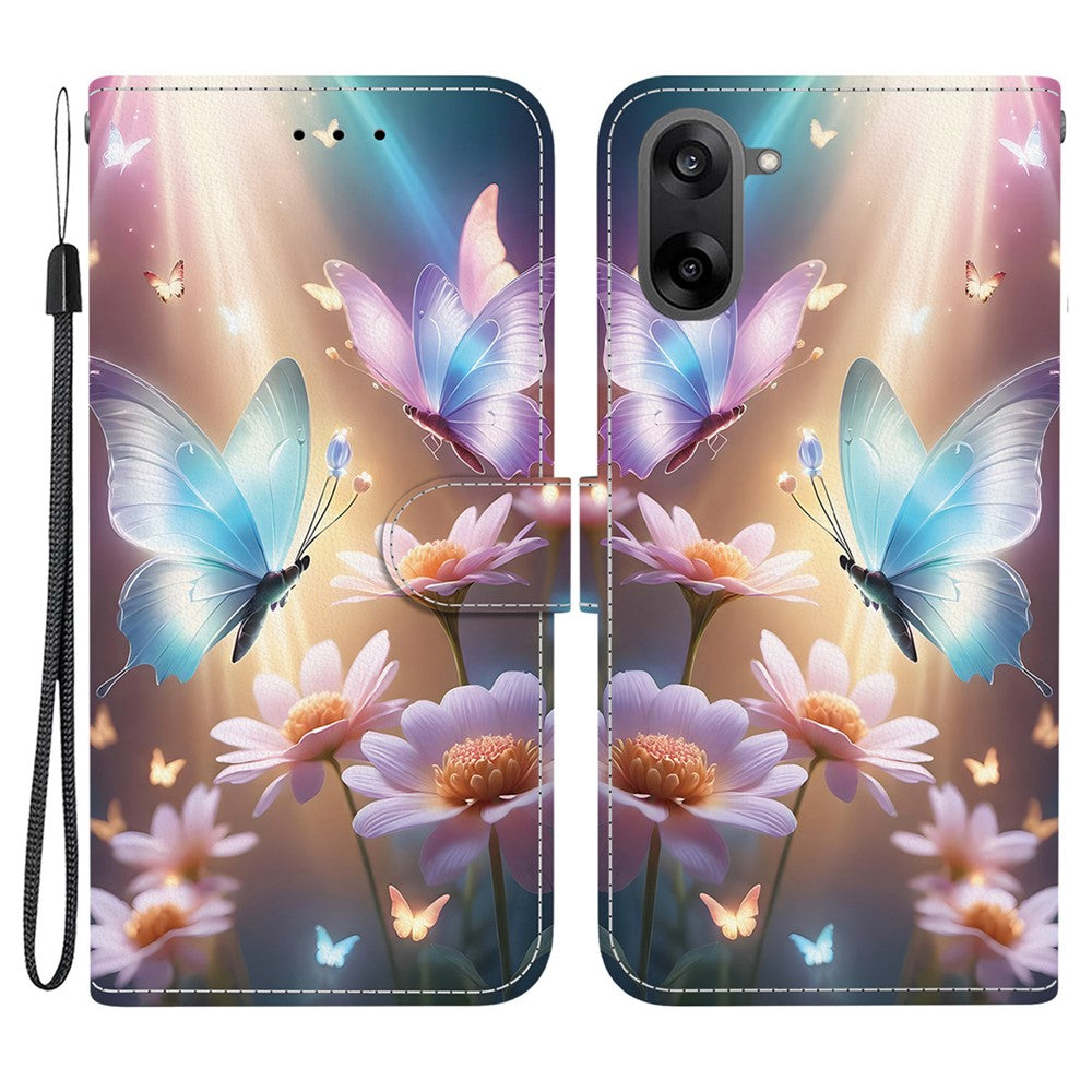 OnePlus Nord CE5 5G / Ace 5 Racing 5G-cover med mønsterprint i læder, flipdesign, tegnebogsfunktion og snor