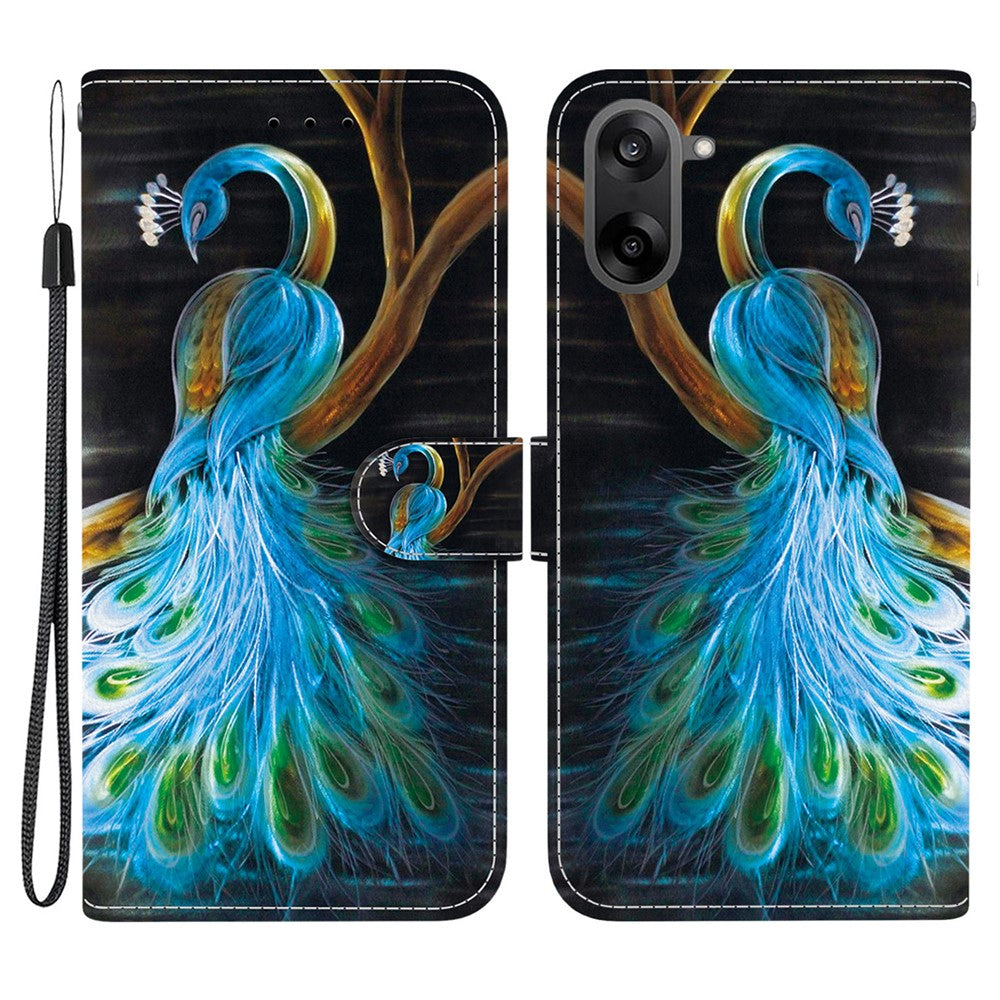 OnePlus Nord CE5 5G / Ace 5 Racing 5G-cover med mønsterprint i læder, flipdesign, tegnebogsfunktion og snor