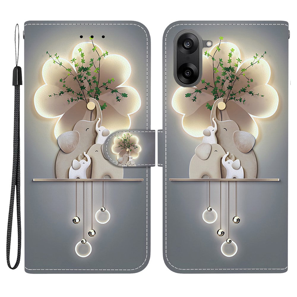 OnePlus Nord CE5 5G / Ace 5 Racing 5G-cover med mønsterprint i læder, flipdesign, tegnebogsfunktion og snor