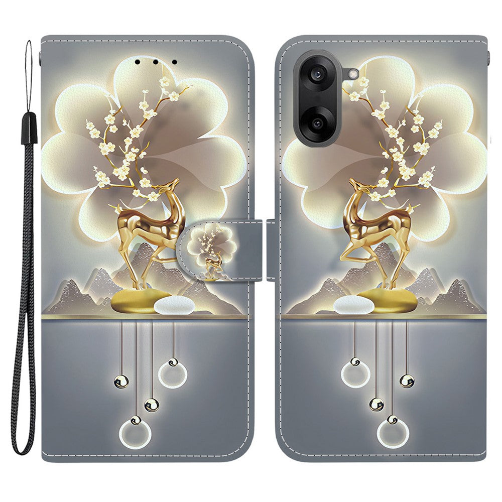 OnePlus Nord CE5 5G / Ace 5 Racing 5G-cover med mønsterprint i læder, flipdesign, tegnebogsfunktion og snor