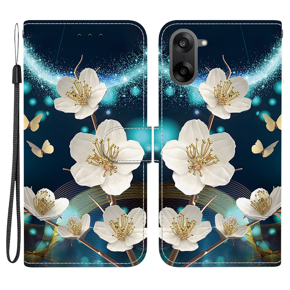 OnePlus Nord CE5 5G / Ace 5 Racing 5G-cover med mønsterprint i læder, flipdesign, tegnebogsfunktion og snor