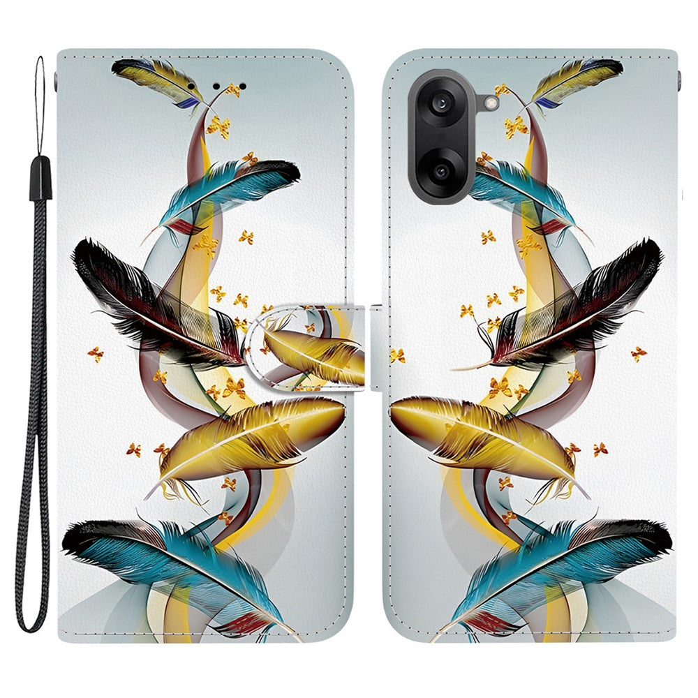 OnePlus Nord CE5 5G / Ace 5 Racing 5G-cover med mønsterprint i læder, flipdesign, tegnebogsfunktion og snor