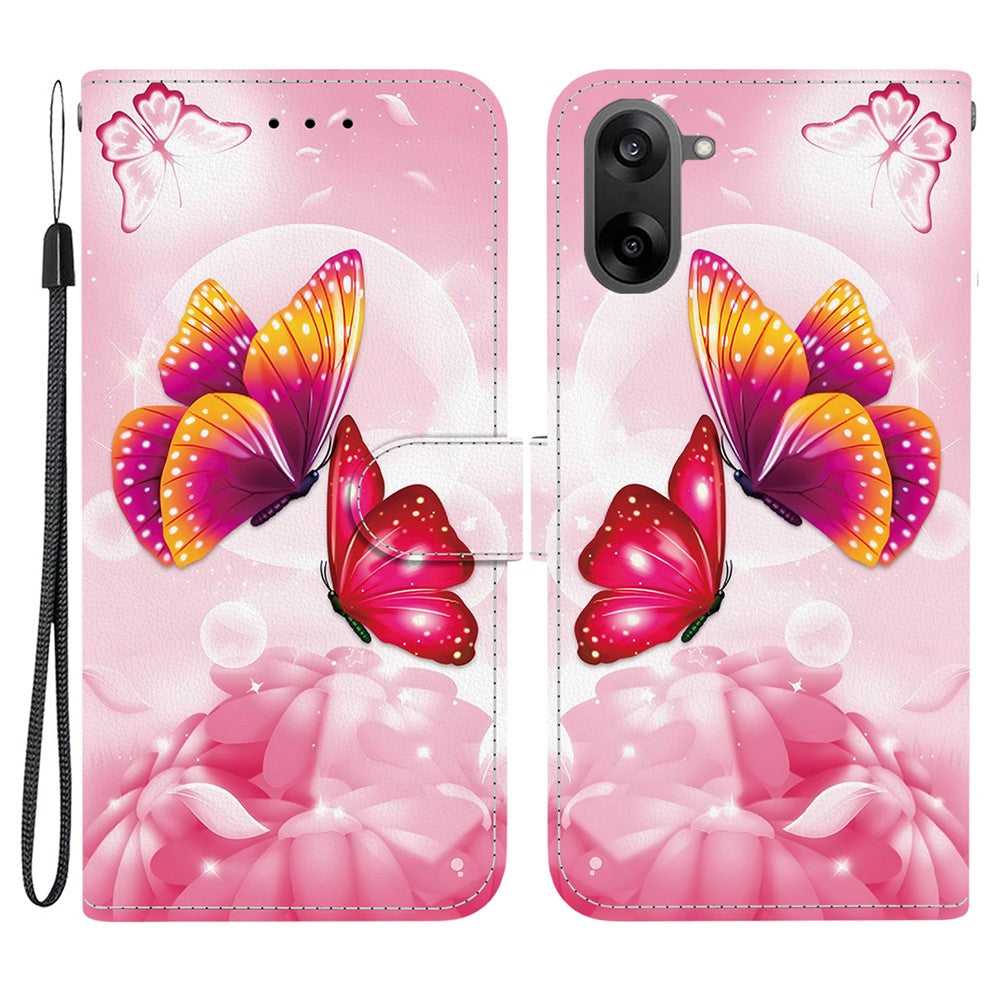 OnePlus Nord CE5 5G / Ace 5 Racing 5G-cover med mønsterprint i læder, flipdesign, tegnebogsfunktion og snor