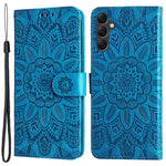 Samsung Galaxy A14 5G / A14 4G Solrostryckt PU-läderplånboksfodral Hopfällbart stativ Helkroppsskyddande fodral med handrem