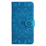Samsung Galaxy A14 5G / A14 4G Solrostryckt PU-läderplånboksfodral Hopfällbart stativ Helkroppsskyddande fodral med handrem