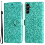 Samsung Galaxy A14 5G / A14 4G Solrostryckt PU-läderplånboksfodral Hopfällbart stativ Helkroppsskyddande fodral med handrem