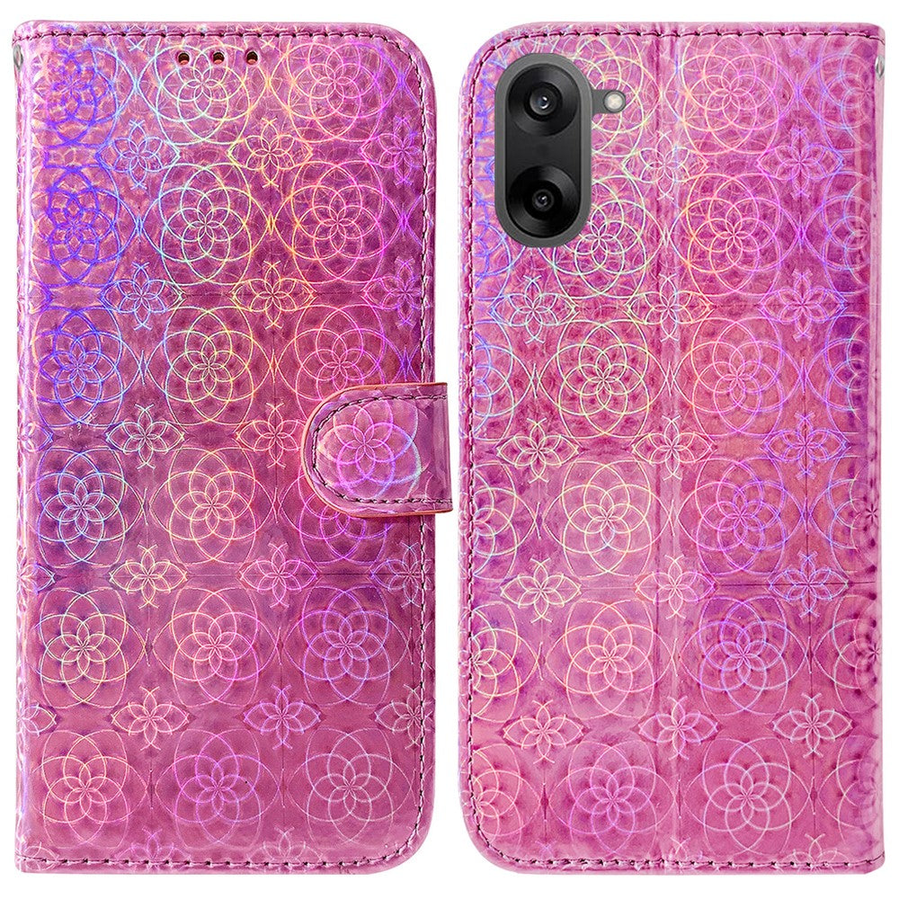 OnePlus Nord CE5 5G / Ace 5 Racing 5G stativcover i blomstret læder med håndledsrem