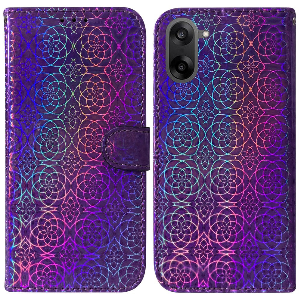 OnePlus Nord CE5 5G / Ace 5 Racing 5G stativcover i blomstret læder med håndledsrem