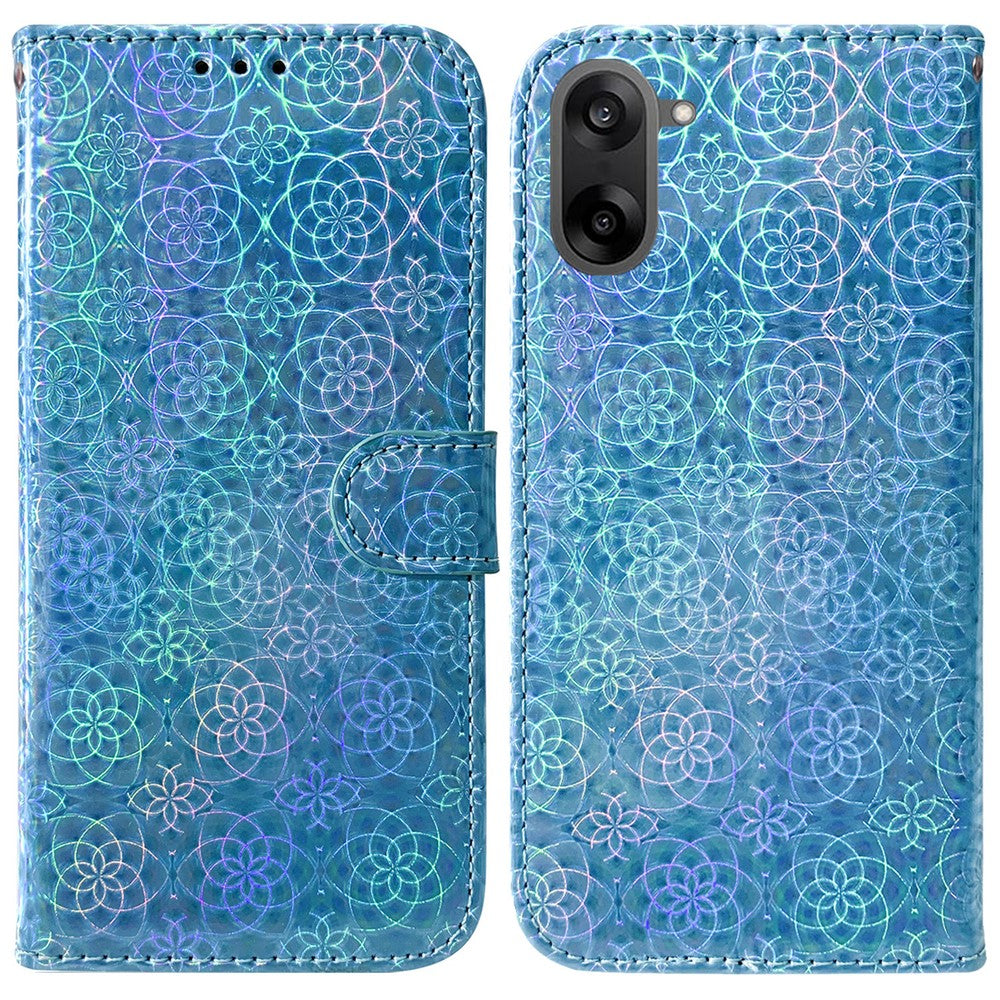 OnePlus Nord CE5 5G / Ace 5 Racing 5G stativcover i blomstret læder med håndledsrem