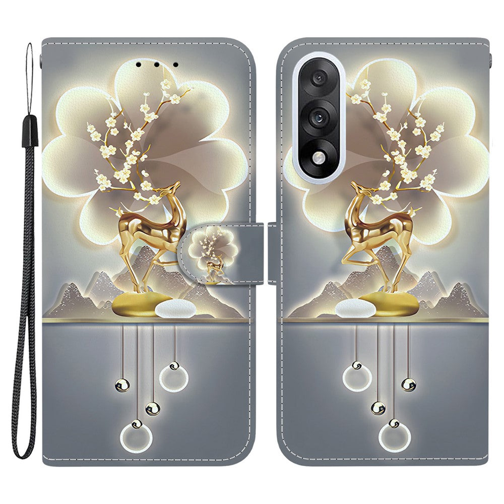For OnePlus Nord 5 5G / Ace 5 Ultra 5G Case Pattern Printing Leather Flip Wallet Phone Cover with Lanyard