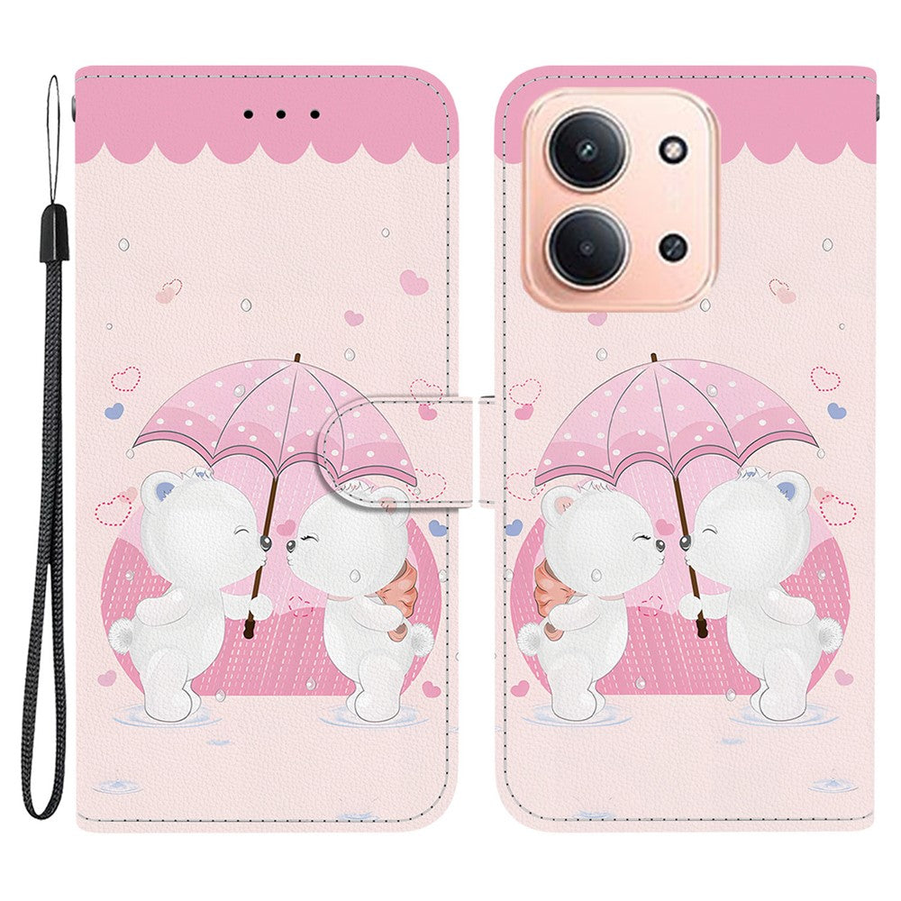 For Xiaomi Redmi 15C 5G (EU) (173mm) / 15C 4G (EU) (173mm) Case Pattern Printing Leather Wallet Phone Cover with Lanyard