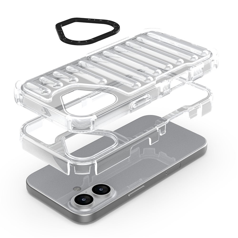 For iPhone 17 Case Stripe Design Anti-Slip Detachable TPU + PC Phone Cover
