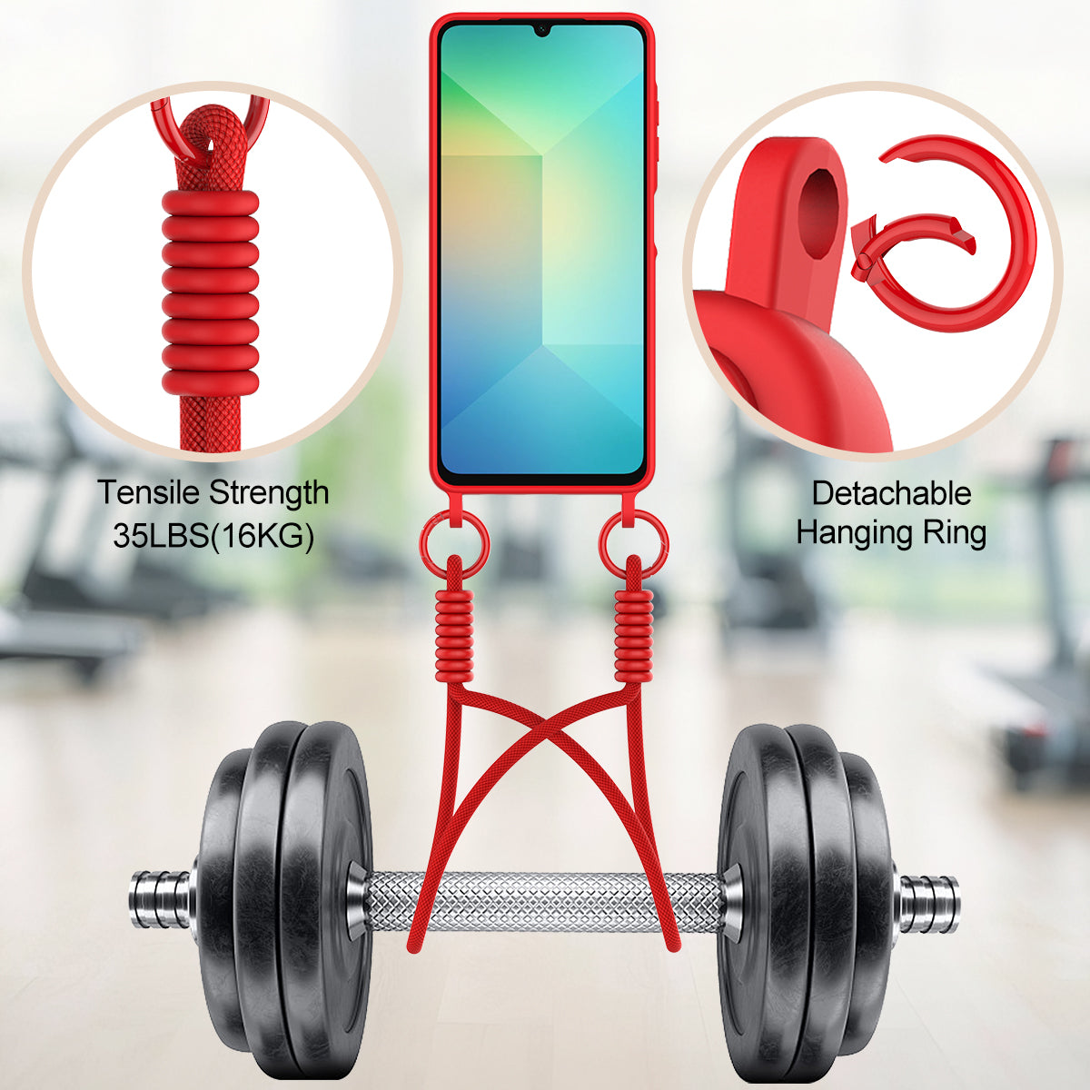 Samsung Galaxy A06 4G flytande silikonskal mobilbaksida med korthållare och kort rem