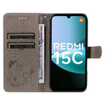 For Xiaomi Redmi 15C 5G (EU) (173mm) / 15C 4G (EU) (173mm) Leather Wallet Case Cat Bee Pattern Phone Cover Stand