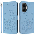 For Xiaomi Poco F7 5G / Redmi Turbo 4 Pro 5G Wallet Case Cats Imprint Leather Phone Cover with Strap