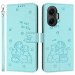 For Xiaomi Poco F7 5G / Redmi Turbo 4 Pro 5G Wallet Case Cats Imprint Leather Phone Cover with Strap