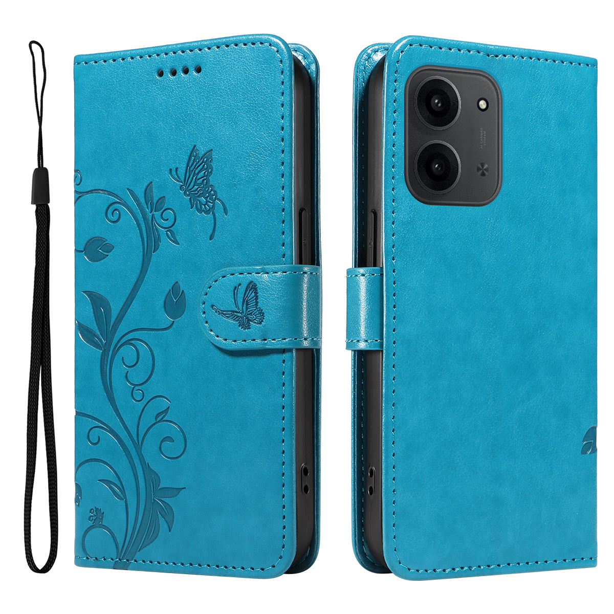 For Xiaomi Redmi 15C 5G (EU) (173mm) / 15C 4G (EU) (173mm) PU Leather Cases Flower Pattern Wallet Stand Phone Cover with Strap
