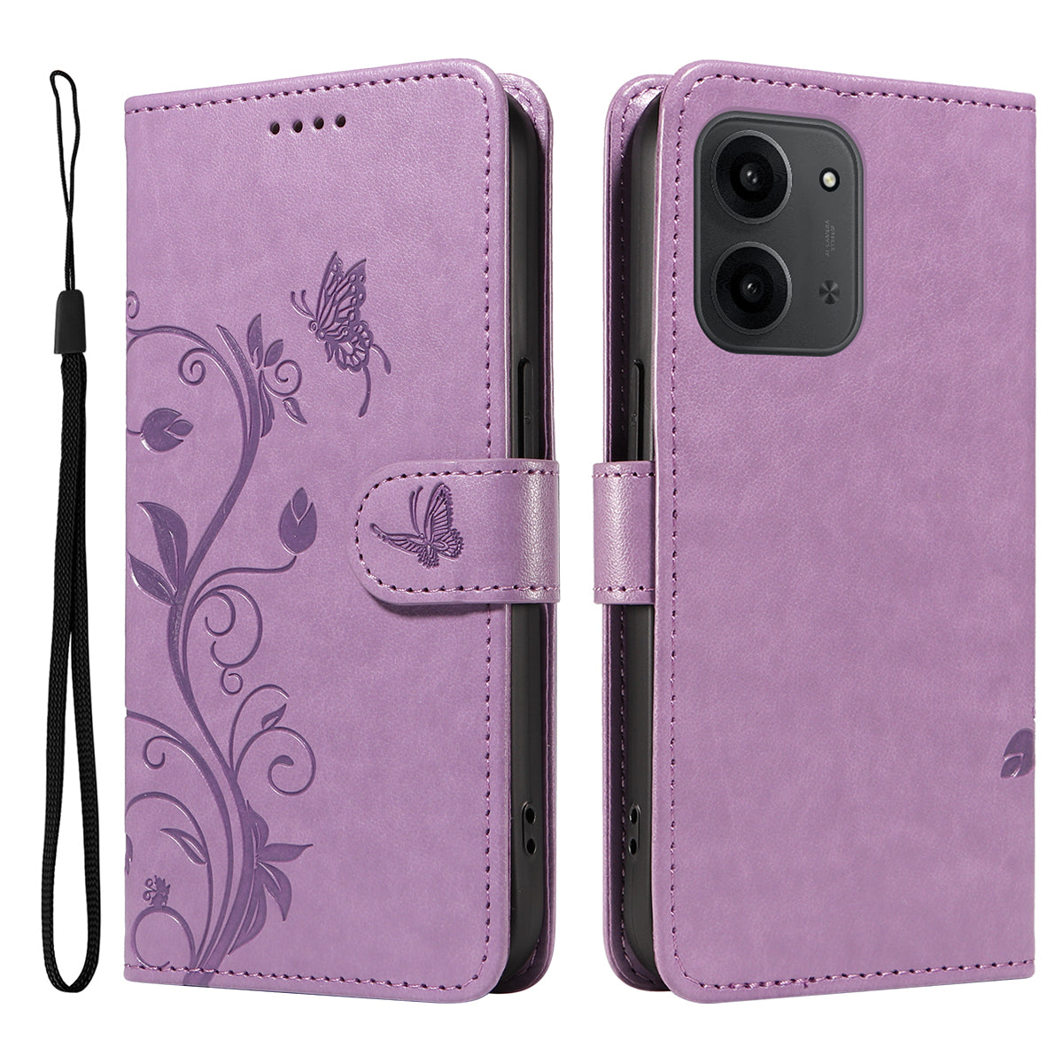 For Xiaomi Redmi 15C 5G (EU) (173mm) / 15C 4G (EU) (173mm) PU Leather Cases Flower Pattern Wallet Stand Phone Cover with Strap