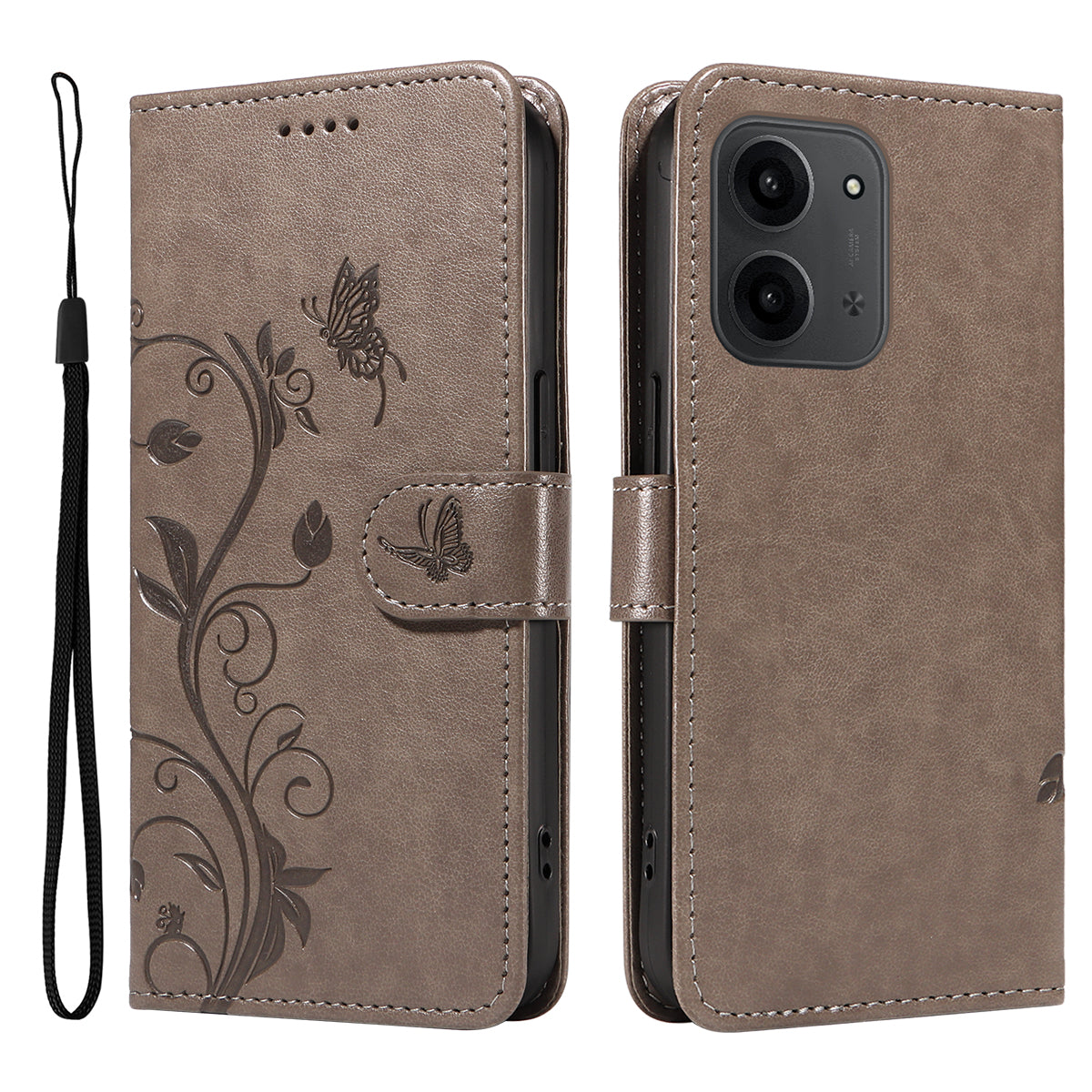 For Xiaomi Redmi 15C 5G (EU) (173mm) / 15C 4G (EU) (173mm) PU Leather Cases Flower Pattern Wallet Stand Phone Cover with Strap