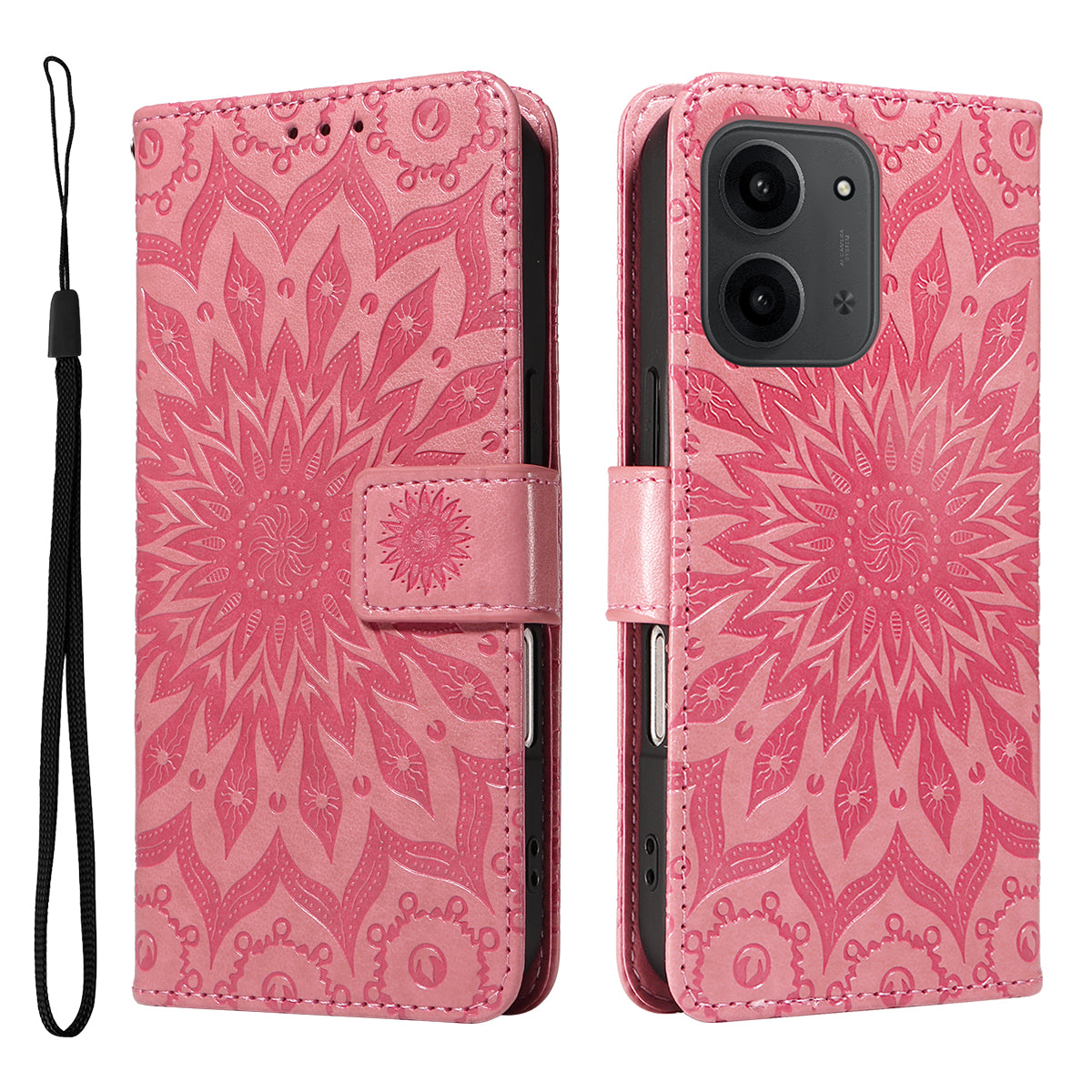 For Xiaomi Redmi 15C 4G (Global) (171mm) / Poco C85 4G (171mm) Leather Wallet Case Sunflower Imprinted Phone Cover
