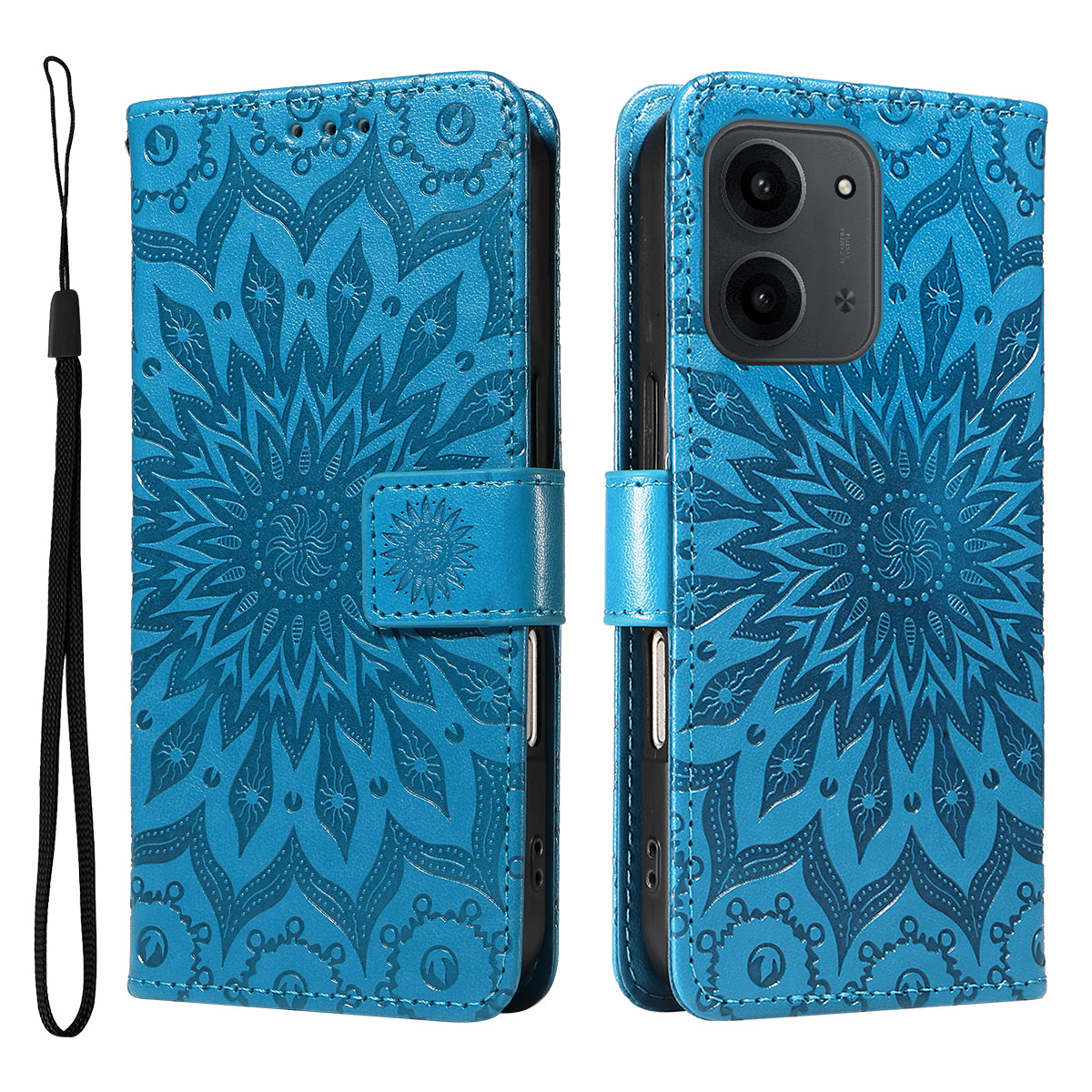 For Xiaomi Redmi 15C 4G (Global) (171mm) / Poco C85 4G (171mm) Leather Wallet Case Sunflower Imprinted Phone Cover