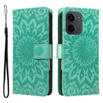 For Xiaomi Redmi 15C 4G (Global) (171mm) / Poco C85 4G (171mm) Leather Wallet Case Sunflower Imprinted Phone Cover