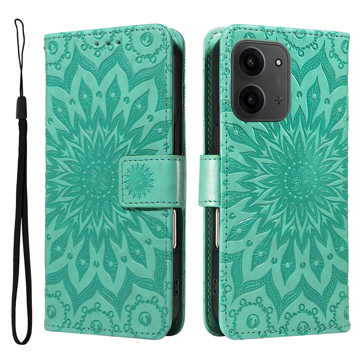 For Xiaomi Redmi 15C 4G (Global) (171mm) / Poco C85 4G (171mm) Leather Wallet Case Sunflower Imprinted Phone Cover