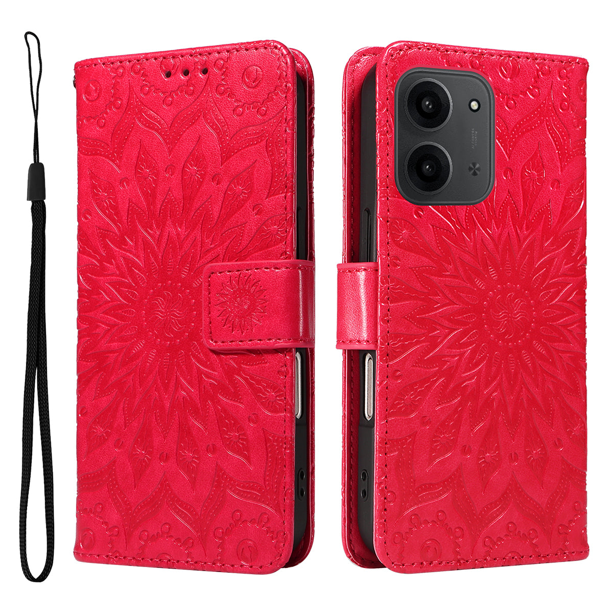For Xiaomi Redmi 15C 4G (Global) (171mm) / Poco C85 4G (171mm) Leather Wallet Case Sunflower Imprinted Phone Cover