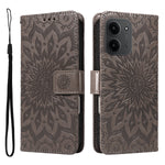 For Xiaomi Redmi 15C 4G (Global) (171mm) / Poco C85 4G (171mm) Leather Wallet Case Sunflower Imprinted Phone Cover