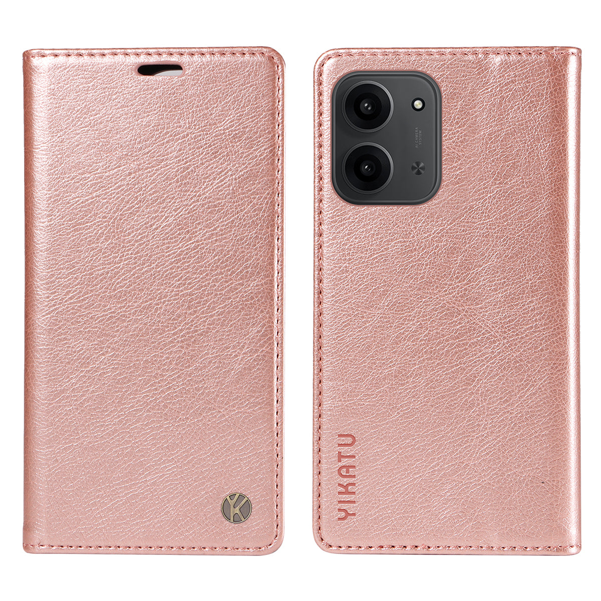 YIKATU För Xiaomi Redmi 15C 4G (Global) (171mm) / Poco C85 4G (171mm) Plånboksfodral YK-006 Lädermobilfodral Litchitextur