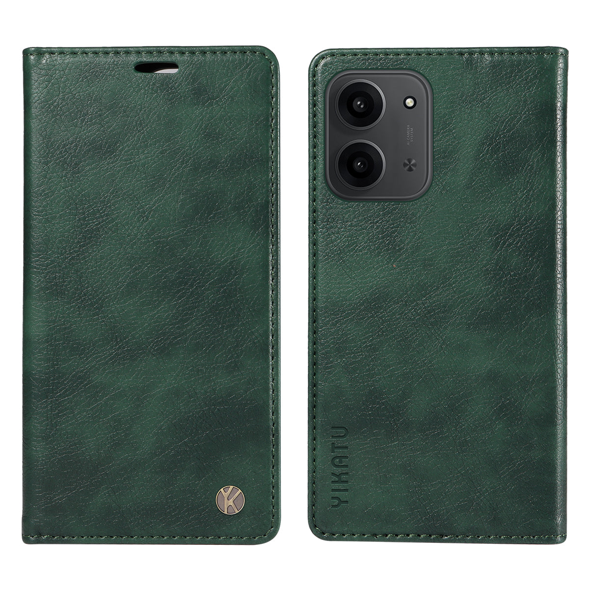 YIKATU För Xiaomi Redmi 15C 4G (Global) (171mm) / Poco C85 4G (171mm) Plånboksfodral YK-006 Lädermobilfodral Litchitextur