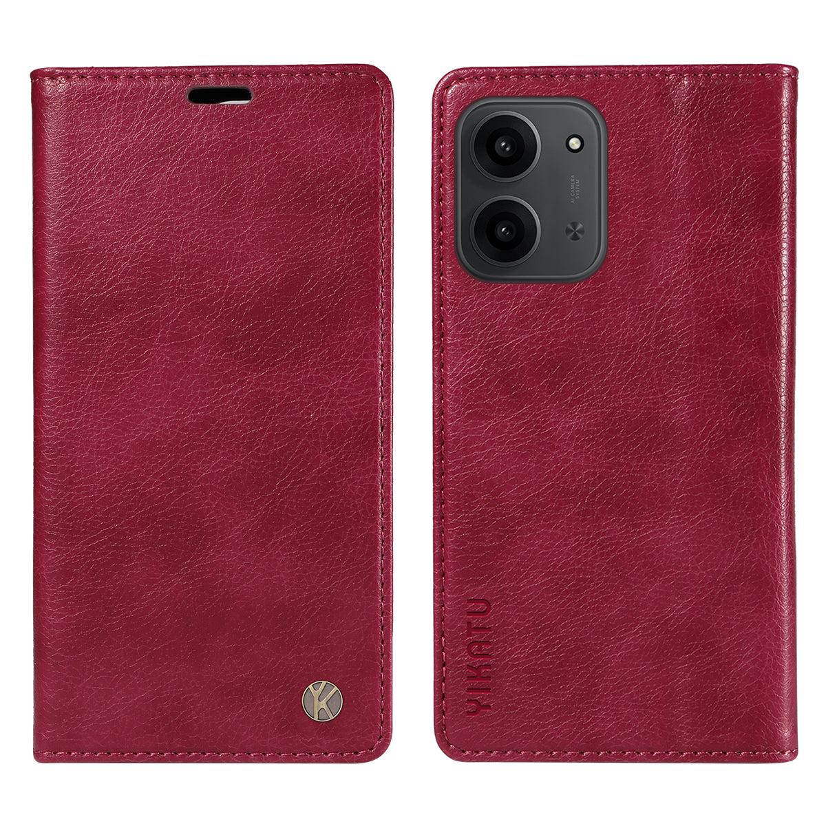 YIKATU För Xiaomi Redmi 15C 4G (Global) (171mm) / Poco C85 4G (171mm) Plånboksfodral YK-006 Lädermobilfodral Litchitextur