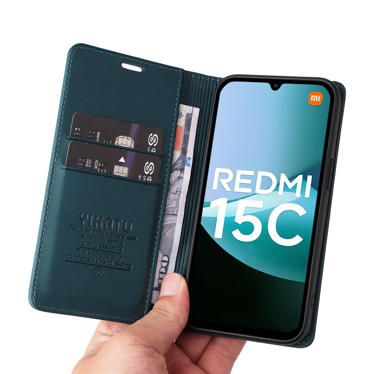 YIKATU För Xiaomi Redmi 15C 4G (Global) (171mm) / Poco C85 4G (171mm) mobilskal Magnetisk Stängning PU Läder Mobilskal