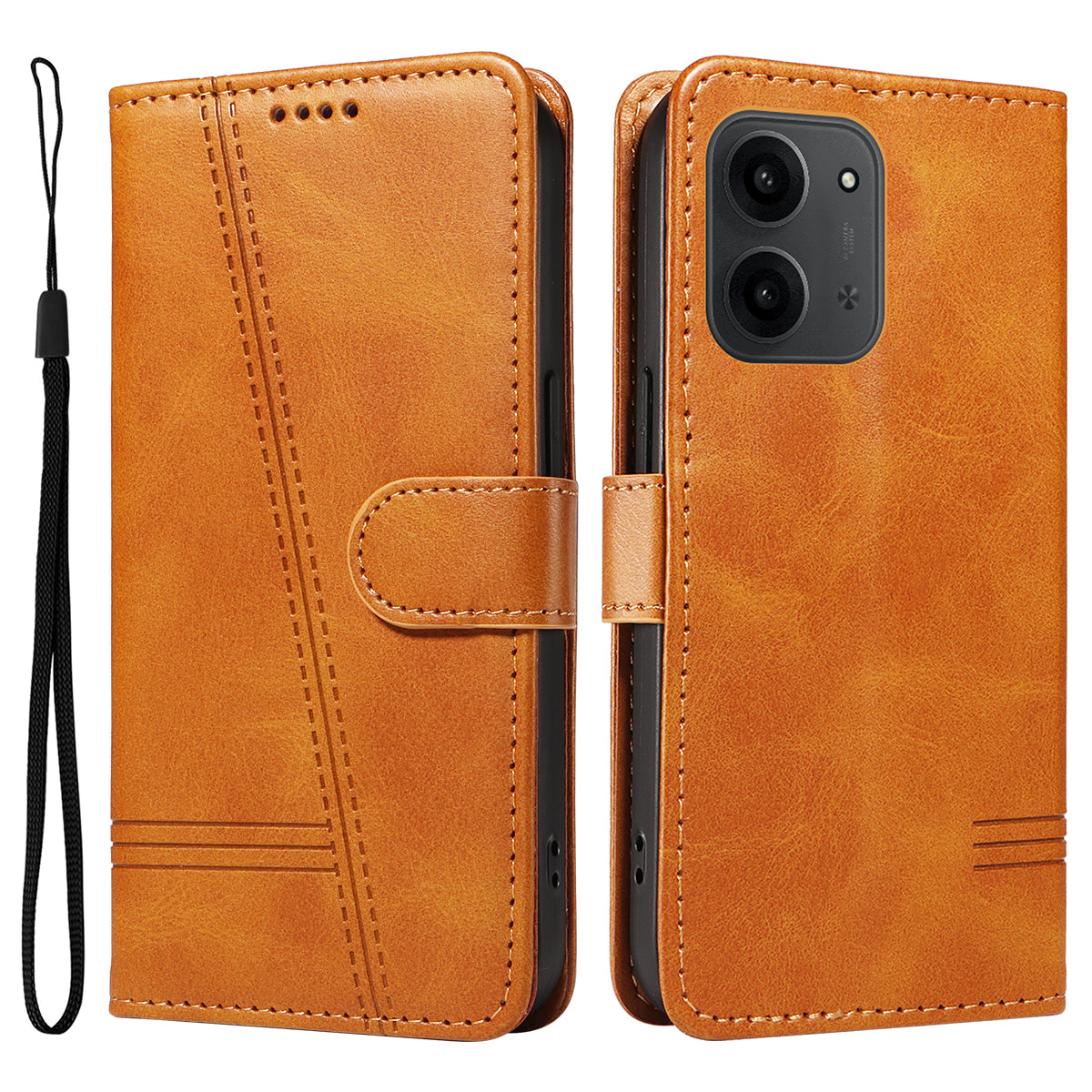 For Xiaomi Redmi 15C 4G (Global) (171mm) / Poco C85 4G (171mm) Wallet Case T-Shape Lines Leather Phone Cover Stand