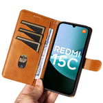 For Xiaomi Redmi 15C 4G (Global) (171mm) / Poco C85 4G (171mm) Wallet Case T-Shape Lines Leather Phone Cover Stand