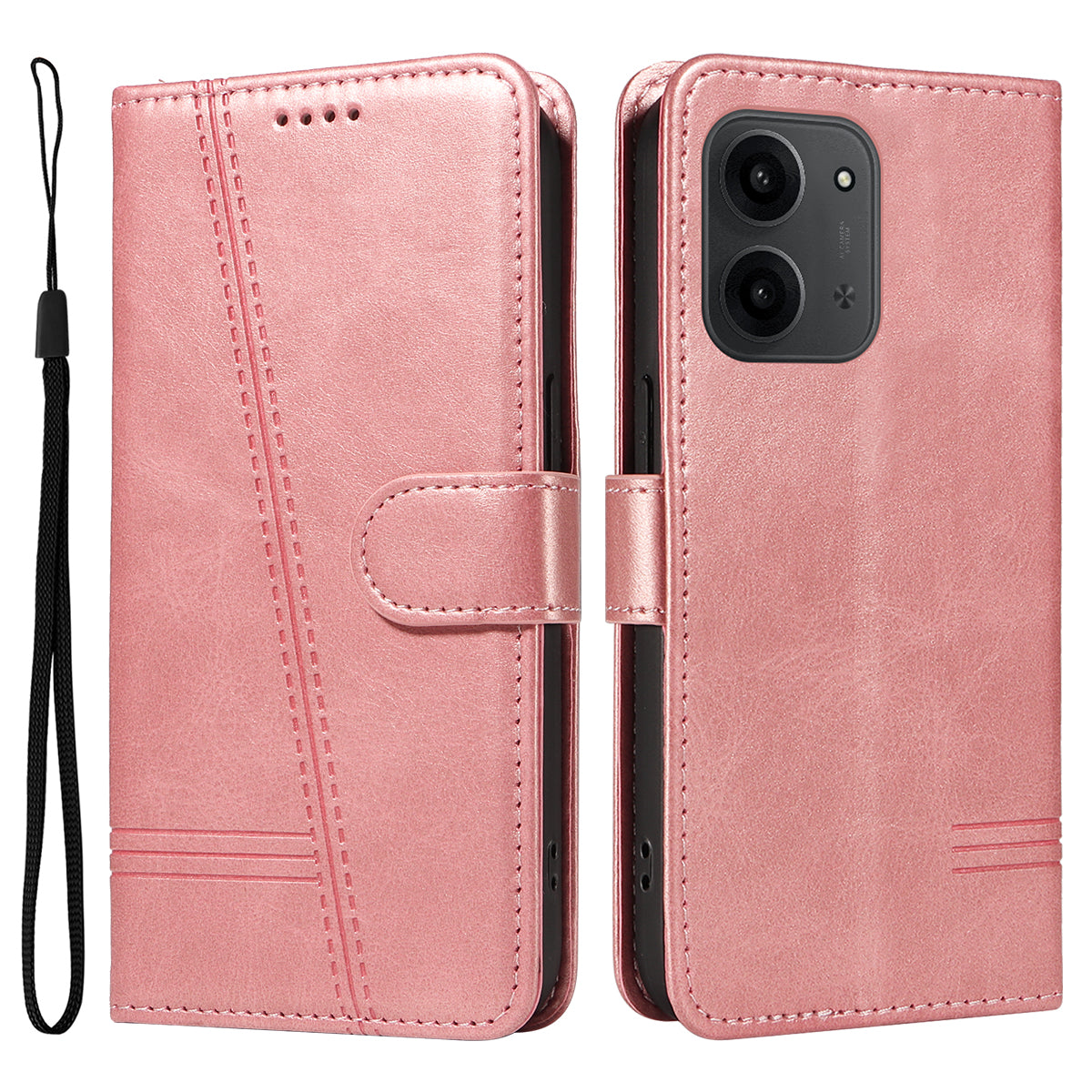 For Xiaomi Redmi 15C 4G (Global) (171mm) / Poco C85 4G (171mm) Wallet Case T-Shape Lines Leather Phone Cover Stand