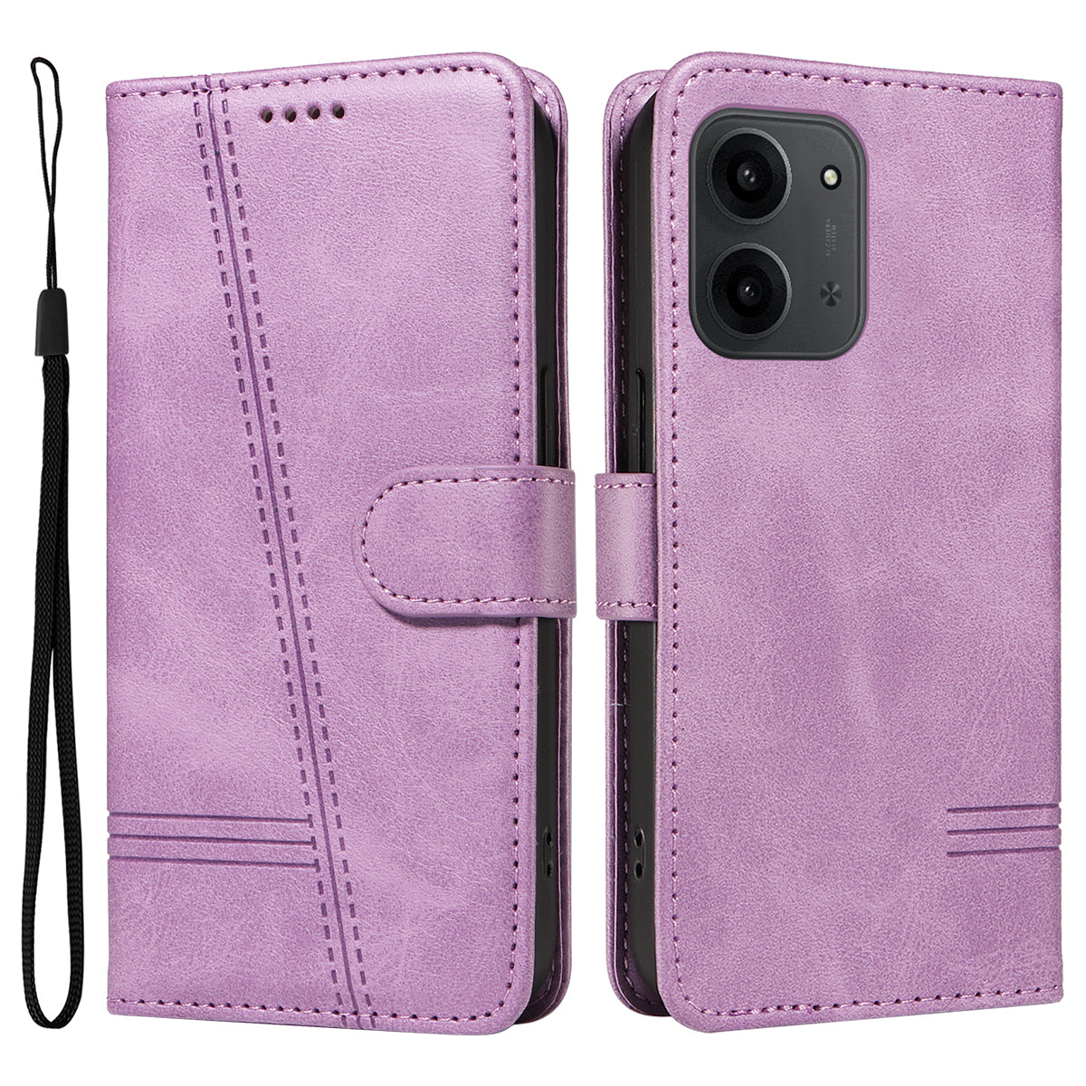 For Xiaomi Redmi 15C 4G (Global) (171mm) / Poco C85 4G (171mm) Wallet Case T-Shape Lines Leather Phone Cover Stand