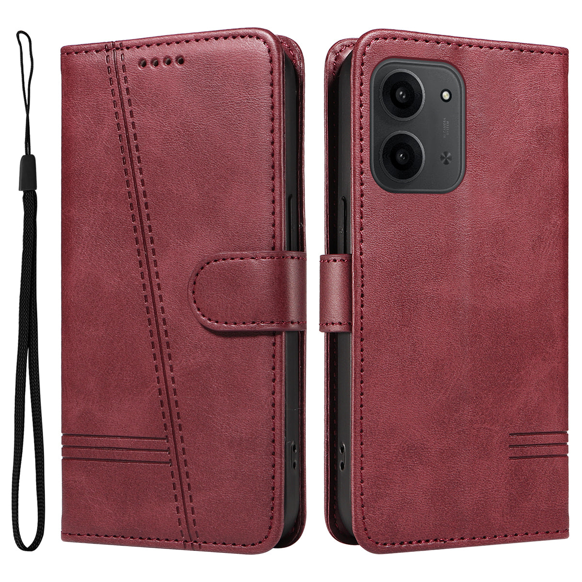 For Xiaomi Redmi 15C 4G (Global) (171mm) / Poco C85 4G (171mm) Wallet Case T-Shape Lines Leather Phone Cover Stand